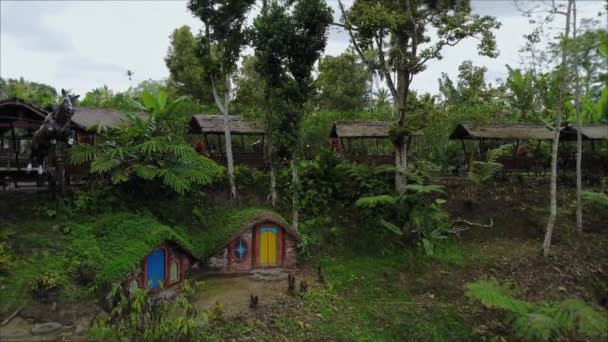 Drone Tournage Vidéo Une Vallée Verdoyante Avec Une Maison Située — Video