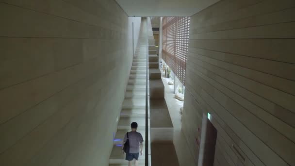 Seoul South Korea May 2019 Long Granite Staircase Large Room — Stock Video