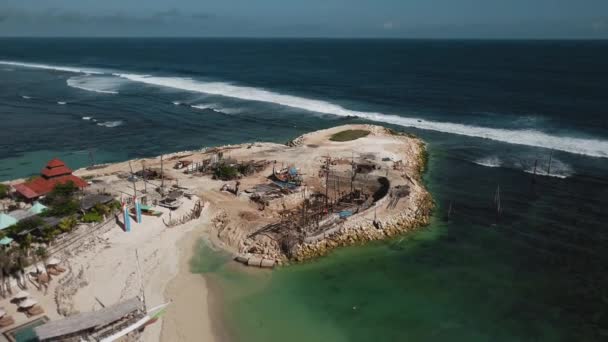 Vidéo Drone Construction Bateau Bois Sur Une Jetée Sable Bord — Video