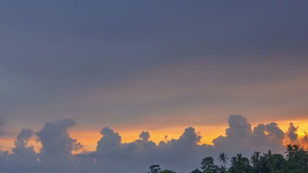 Indonésia Floresta Tropical Casa Pôr Sol Lindas Nuvens Horizonte Desfasamento — Vídeo de Stock