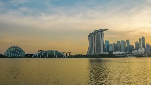 Singapur Octubre 2017 Sand Beach Hotel Cúpula Flores Rascacielos Coloridas — Vídeo de stock