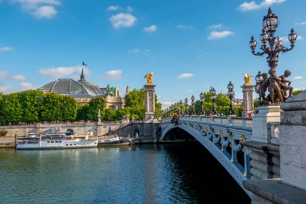 Ponte sobre o Sena e os Navios — Fotografia de Stock