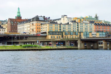Gamla Stan, Stockholm, İsveç'te renkli Old Town binalar