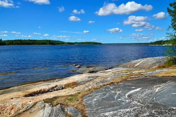 Güzel Karelya peyzaj - plaj renkli buzlu. Defne Chupa, Beyaz Yalı, Karelya, Rusya Federasyonu