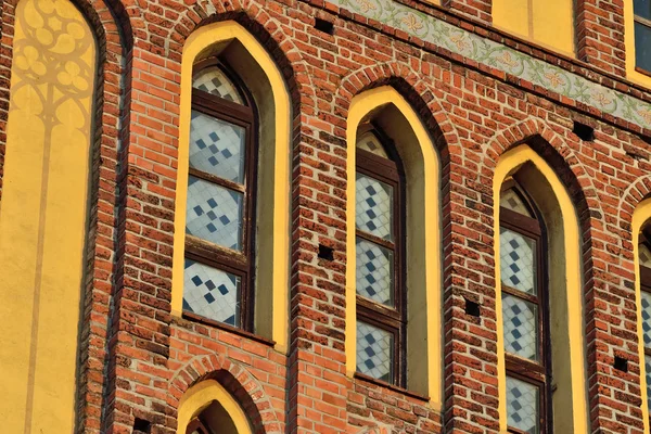 Fragment Façade Cathédrale Koenigsberg Sur Île Kneiphof Vitraux Gothique Xive — Photo