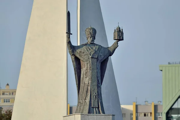 Kaliningrad Rosja Wrzesień 2020 Pomnik Mikołaja Cudotwórcy Symbol Miasta Kaliningrad — Zdjęcie stockowe