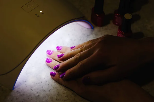 Vista Cercana Mujer Haciendo Manicura Casa — Foto de Stock