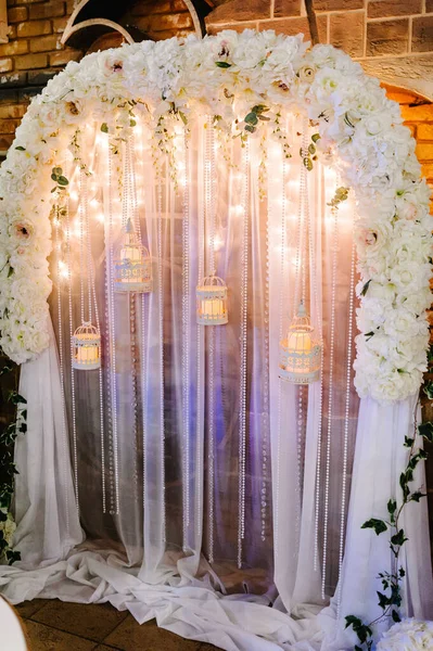 Ceremonia Boda Con Velas Vintage Arco Para Área Boda Está — Foto de Stock