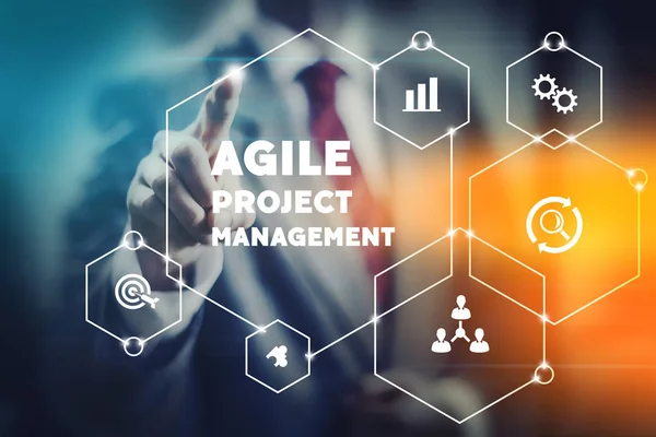 Agile Project Management Concept Illustratie Teamleider Selecteren Hulpmiddelen Voor Verbetering — Stockfoto
