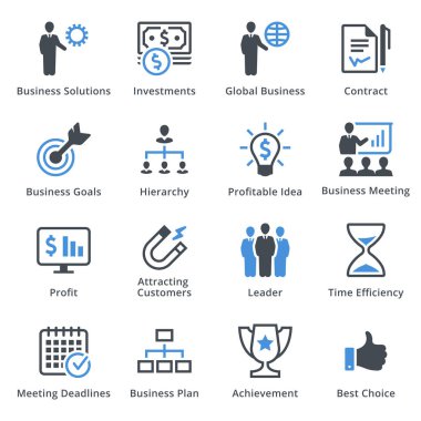 2 - mavi serisi iş Icons set