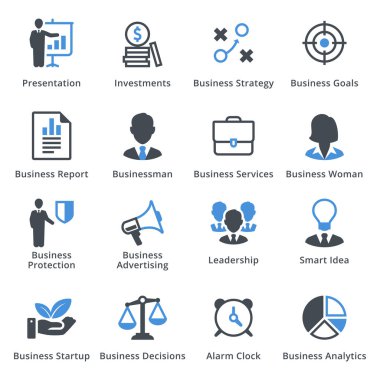  3 - mavi serisi iş Icons set