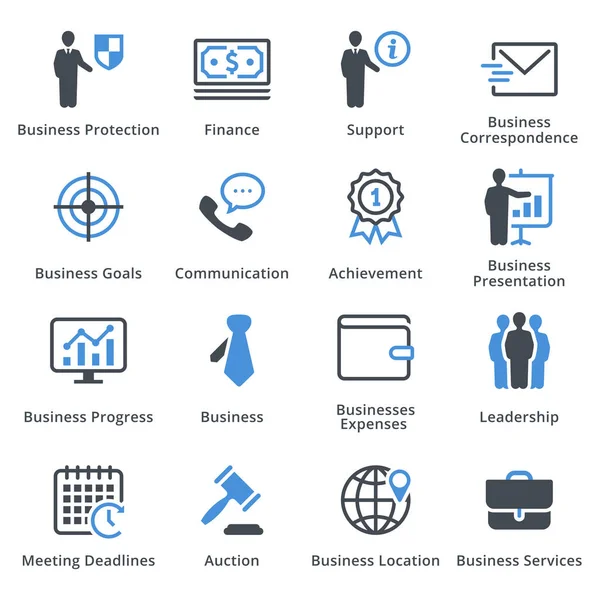 Business Icons Set Blue Series — Stock Vector