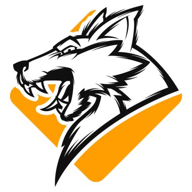 siyah ve beyaz kızgın fox maskot logo illüstrasyon vektör