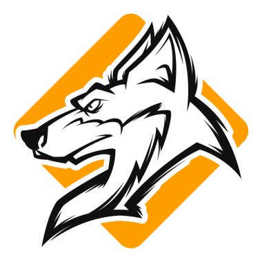 siyah ve beyaz kızgın fox maskot logo illüstrasyon vektör