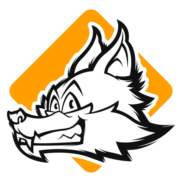 Czarno Białe Zły Fox Wektor Ilustracja Logo Maskotka — Wektor stockowy