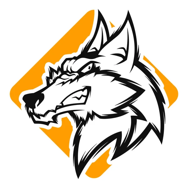 Zwart Wit Boos Fox Vectorillustratie Mascot Logo — Stockvector