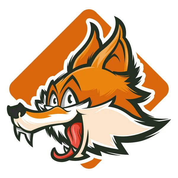 Angry Fox Vector Mascot Logo Illustration — Stock Vector