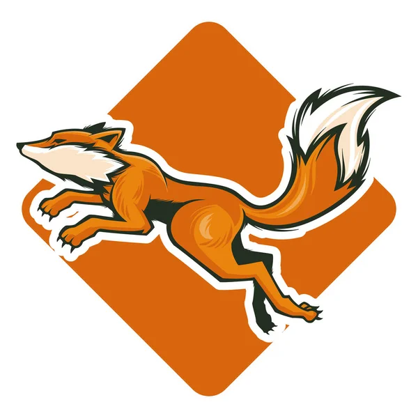 Skakanie Zły Fox Wektor Ilustracja Logo Maskotka — Wektor stockowy