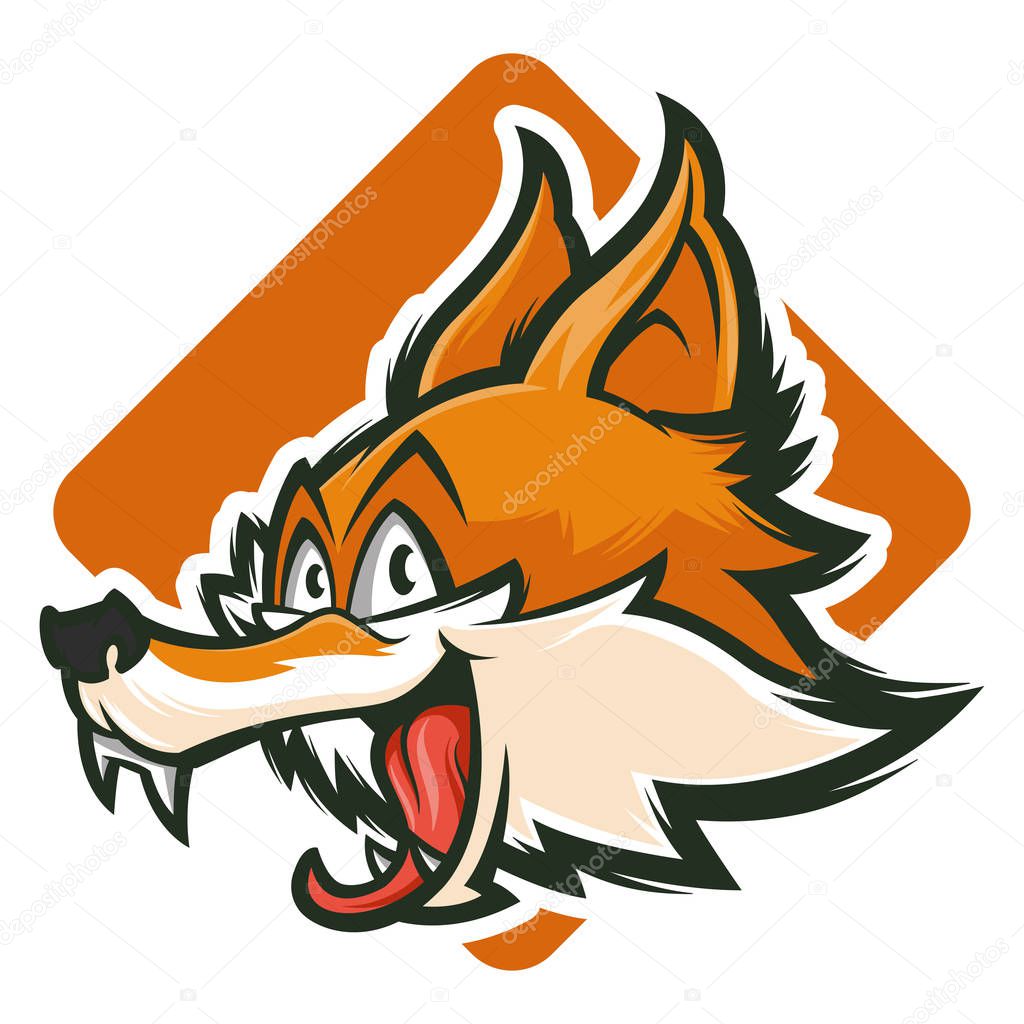 Angry fox vector mascot logo illustration