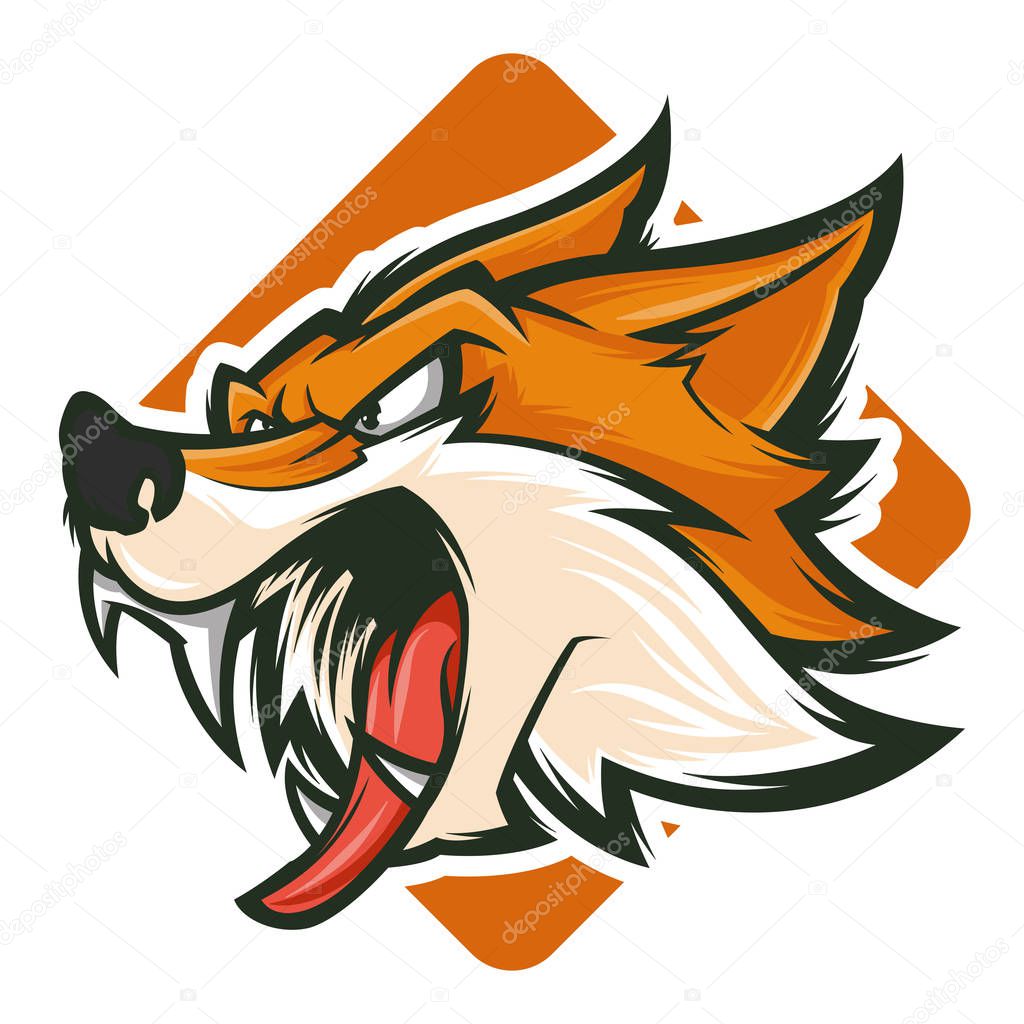 Angry fox vector mascot logo illustration