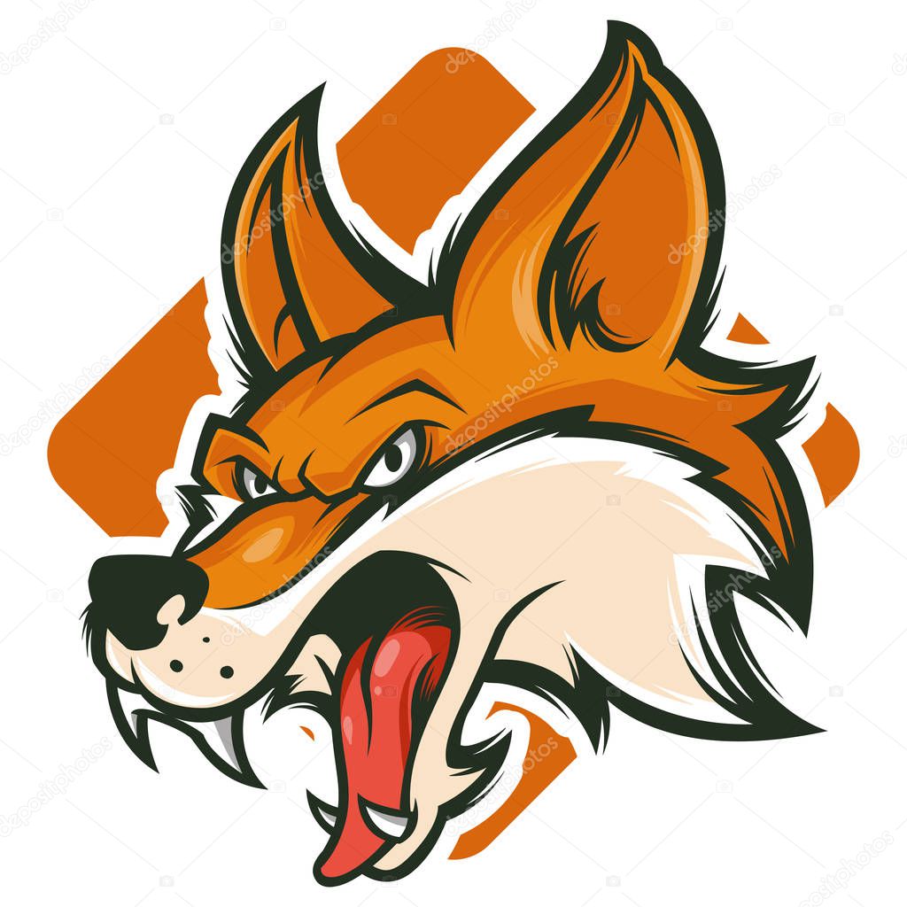 Angry fox vector mascot logo illustration