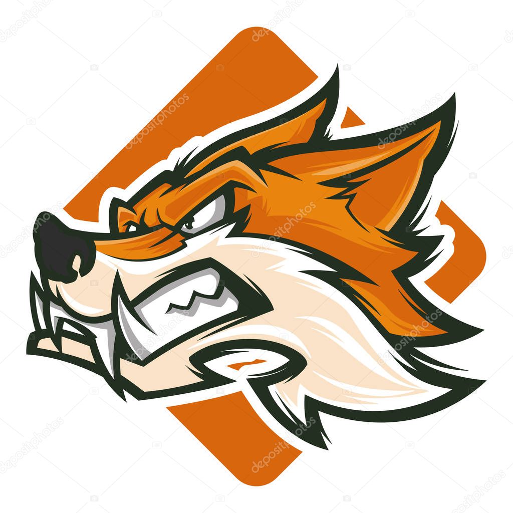 Angry fox vector mascot logo illustration