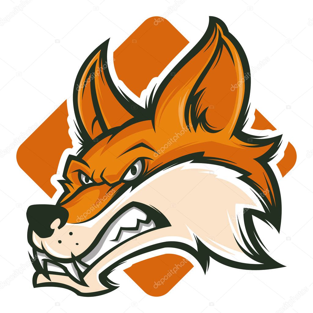 Angry fox vector mascot logo illustration