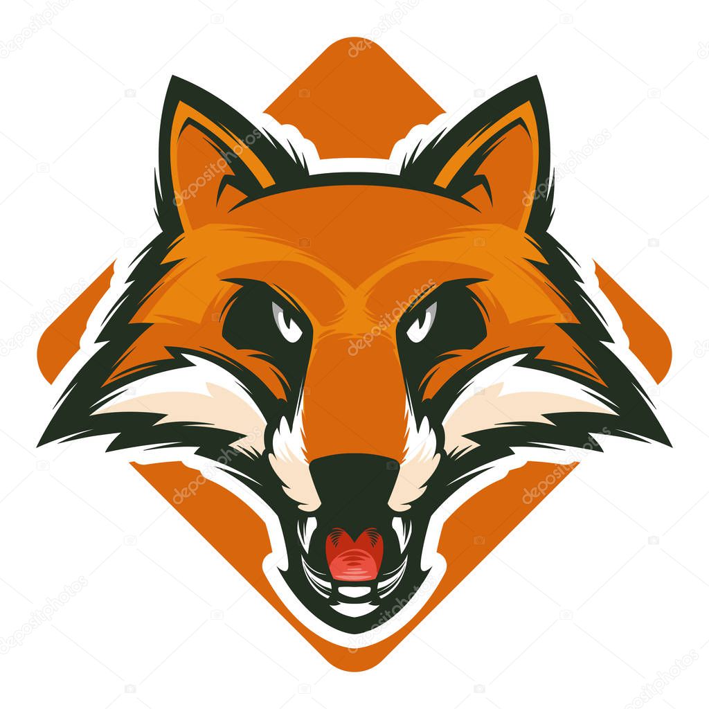 Angry fox vector mascot logo illustration
