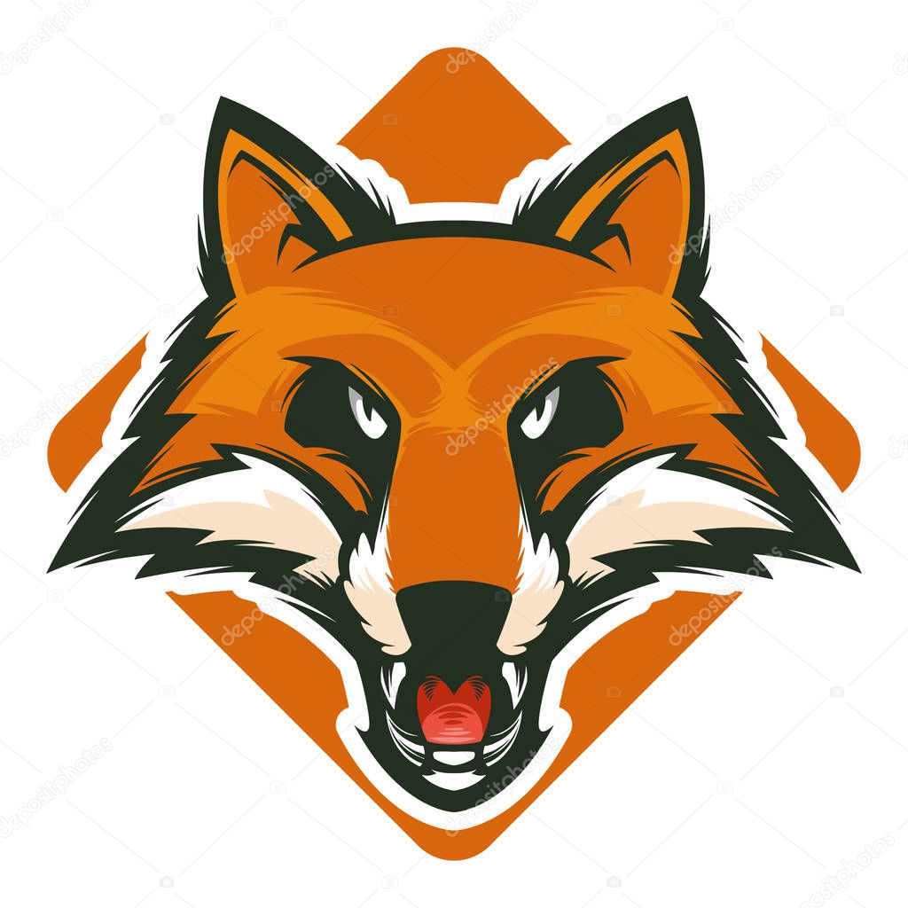 angry fox vector mascot logo illustration