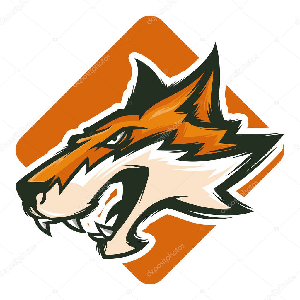 Angry fox vector mascot logo illustration