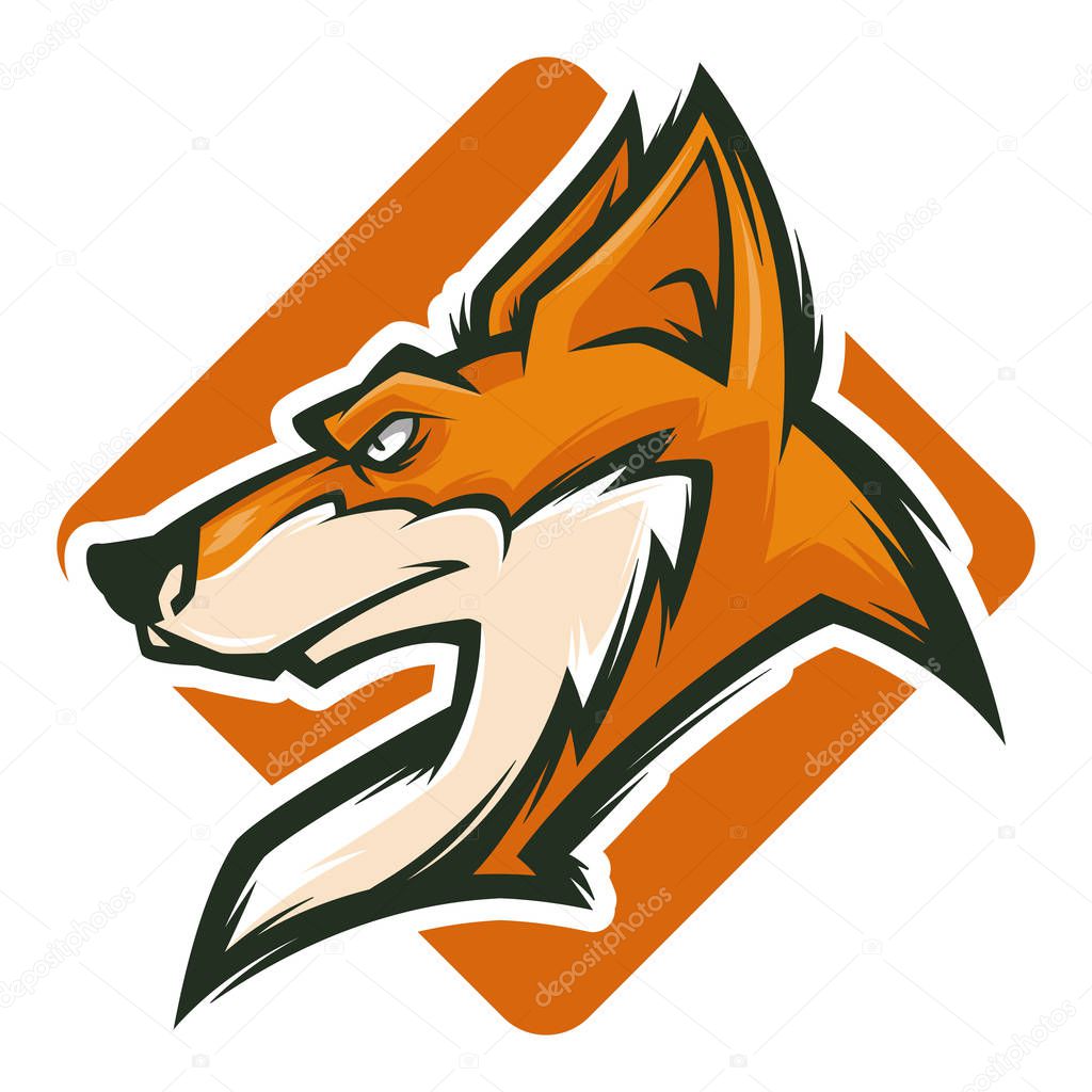 angry fox vector mascot logo illustration