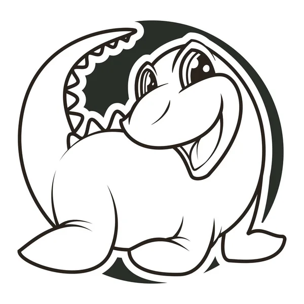 Lustige Dinosaurier Schwarz-Weiß-Vektorillustration — Stockfoto