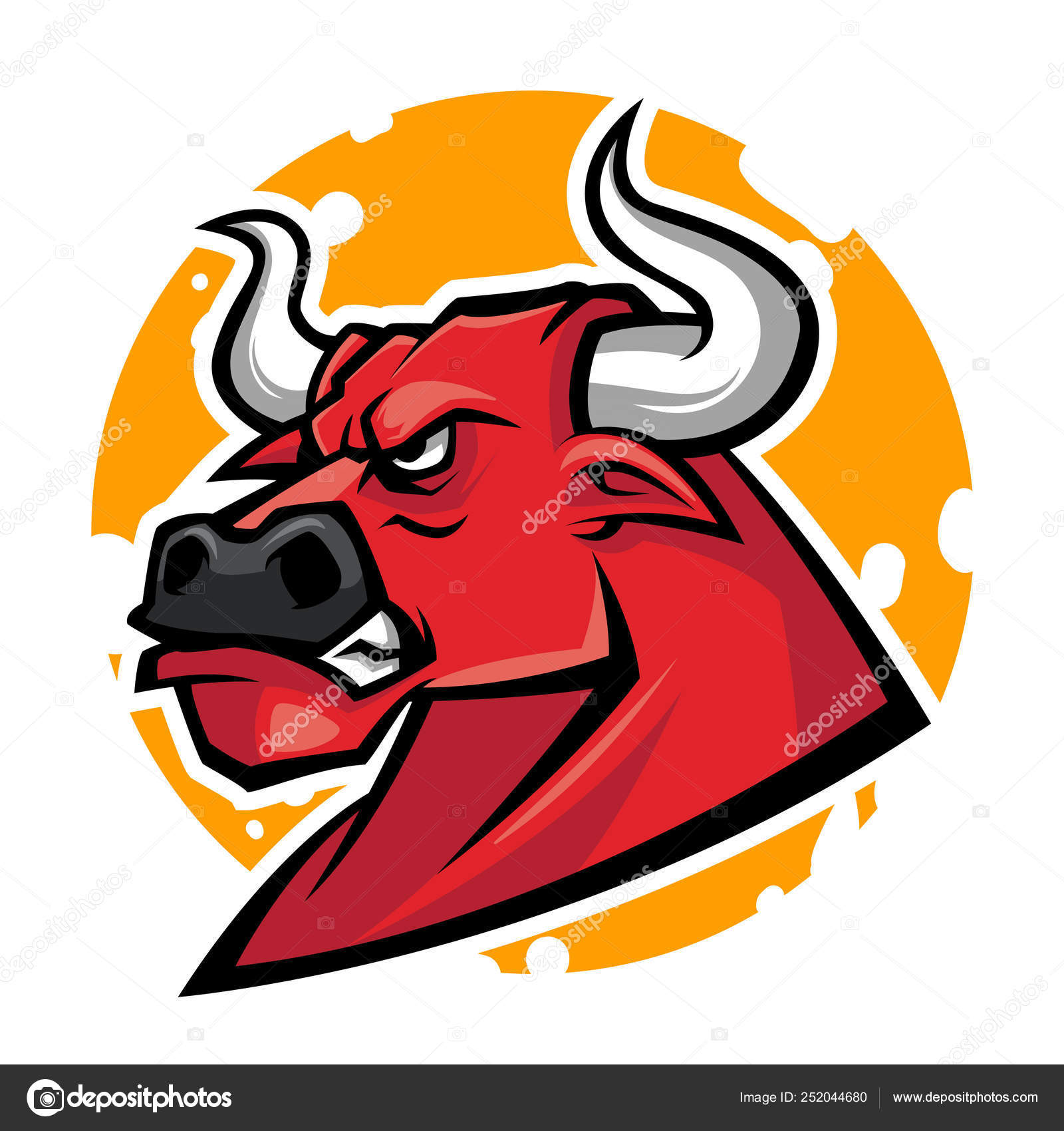 Angry Bull Head Mascot Vector Illustration Stock Vector
