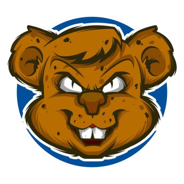 kızgın sıçan baş maskotu logo vektör illüstrasyon