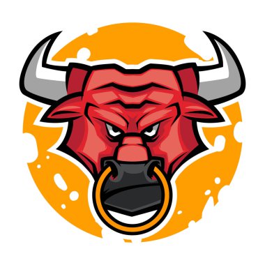kızgın boğa baş maskot vektör illüstrasyon