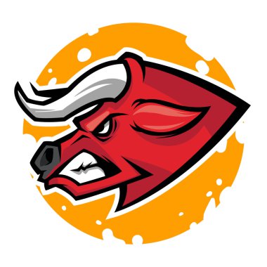 kızgın boğa baş maskot vektör illüstrasyon