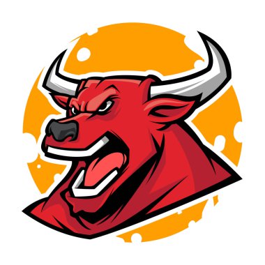 kızgın boğa baş maskot vektör illüstrasyon