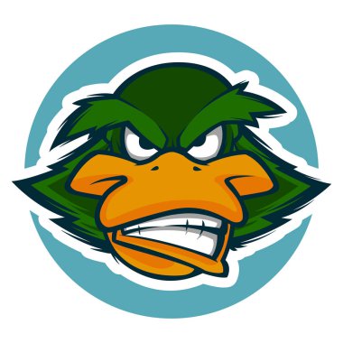 kızgın ördek baş illüstrasyon maskot esports logosu