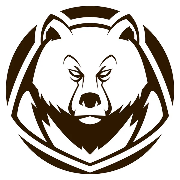 Θυμωμένη αρκούδα μαύρη και λευκή εικόνα διάνυσμα μασκότ — Διανυσματικό Αρχείο