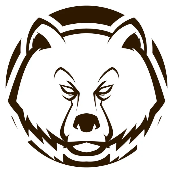 Θυμωμένη αρκούδα μαύρη και λευκή εικόνα διάνυσμα μασκότ — Διανυσματικό Αρχείο
