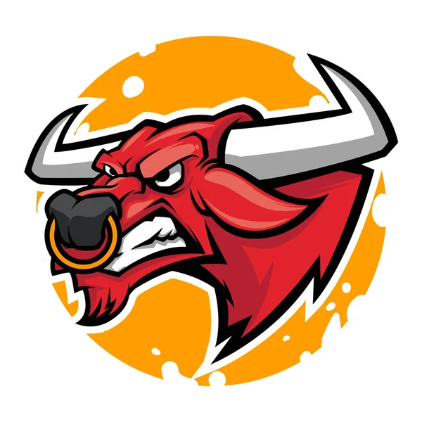Enojado cabeza de toro mascota vector ilustración — Vector de stock