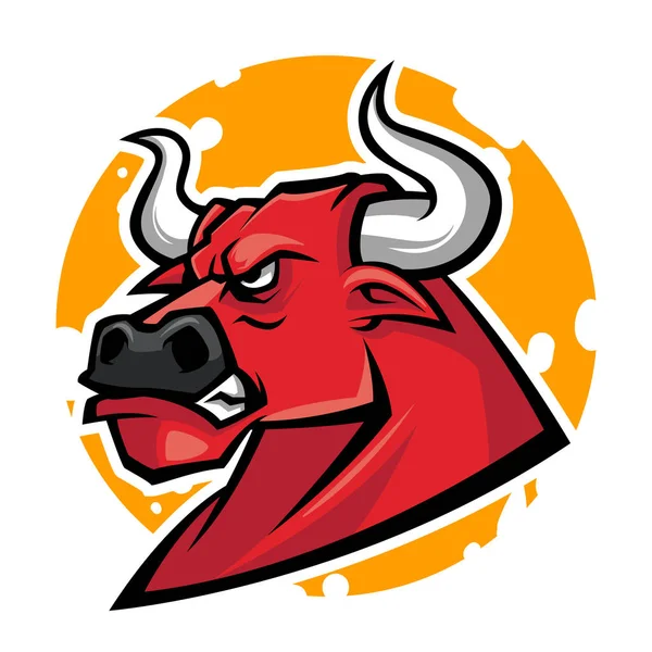 Enojado cabeza de toro mascota vector ilustración — Vector de stock