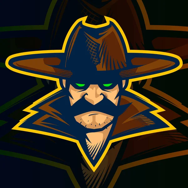 Maskotka kowboj ilustracja logo — Wektor stockowy