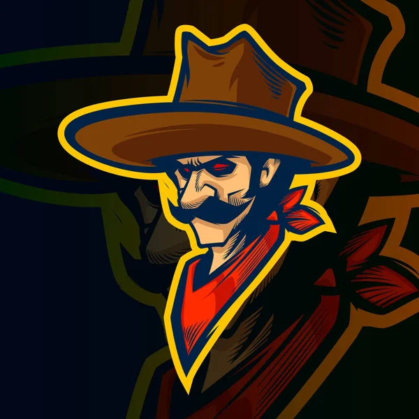 Cowboy mascot logo illustration — Stock Vector