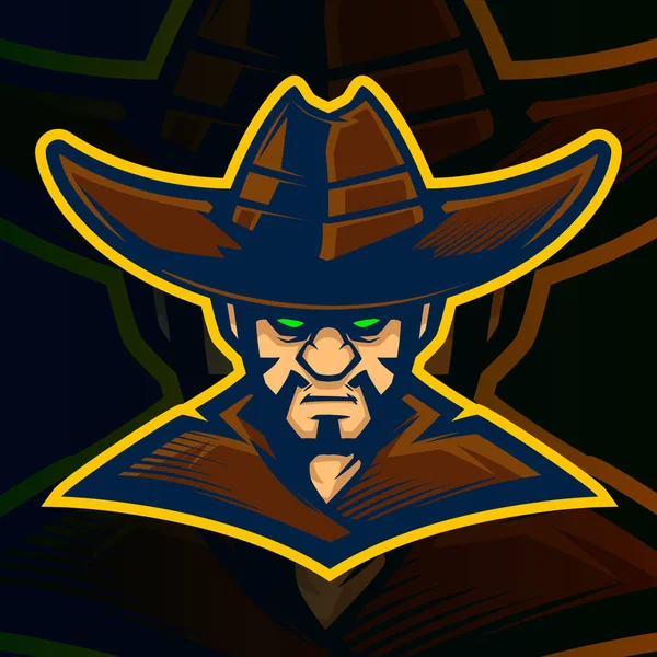 Illustration du logo de la mascotte de cowboy — Image vectorielle