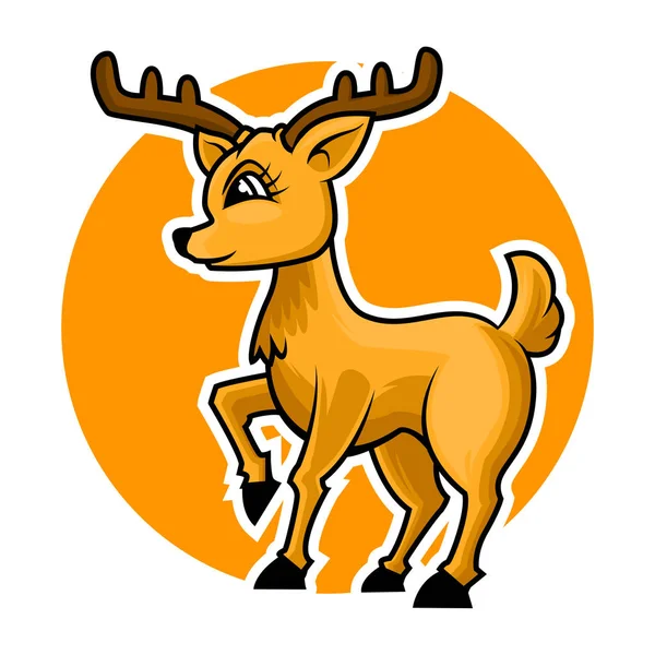 面白いと愛らしい鹿のマスコットベクトルイラスト — ストックベクタ