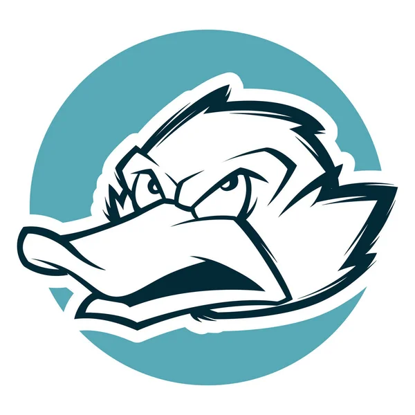 Wütend Entenkopf schwarz-weiß Abbildung Maskottchen esports logo — Stockvektor