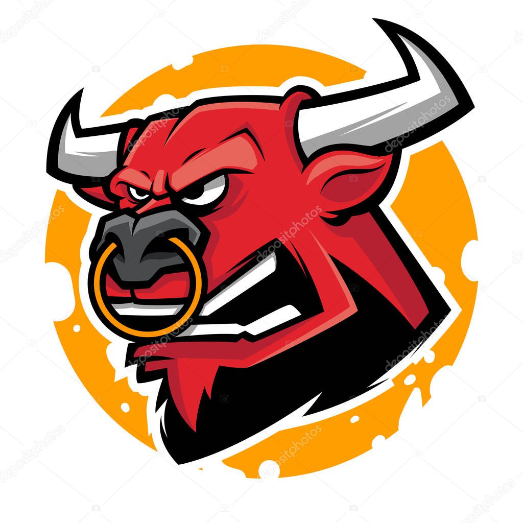 Angry bull head mascot vector illustration