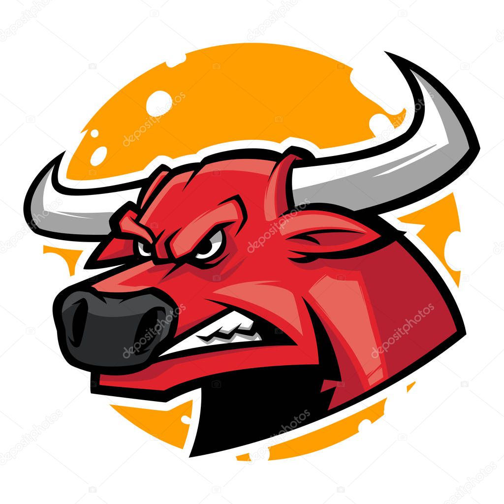Angry bull head mascot vector illustration
