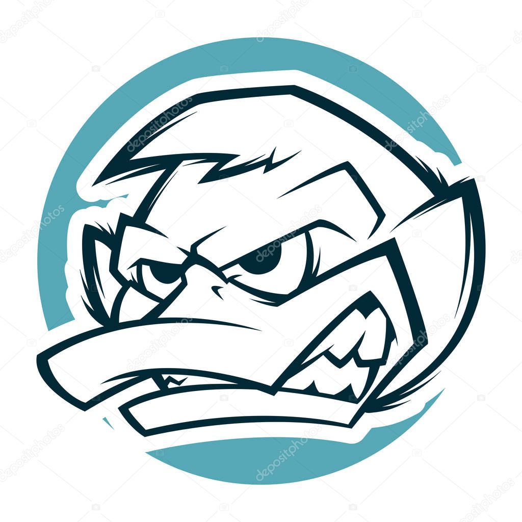 angry duck head black and white illustration mascot esports logo